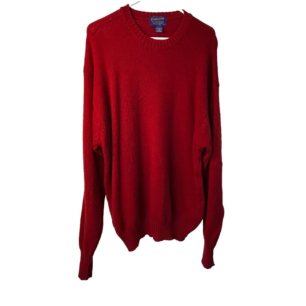 Pendleton Red Shetland‎ Wool Sweater Mens Large Scoop Neck